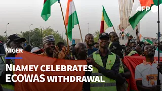 Niamey residents celebrate Niger's withdrawal from West African bloc ECOWAS | AFP