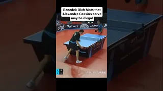 Benedek Olah hints that Alexandre Cassin's serve is illegal