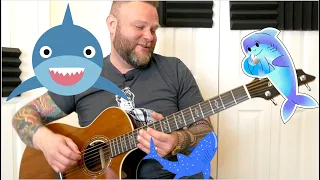 Learn Baby Shark for guitar 3 ways!  (Easy Medium Hard)