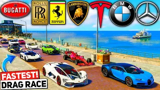 GTA 5: WORLD FAMOUS SUPER FAST CARS 🔥 FULL HIGHWAY DRAG RACE 😱 NO RULES | GTA 5 MODS!