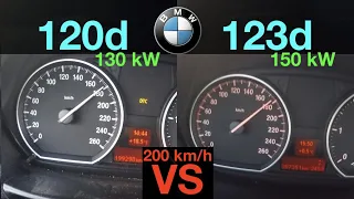 Acceleration Battle | BMW 120d vs BMW 123d | E81 vs E82 | 130 vs 150 kW | 6AT vs 6MT