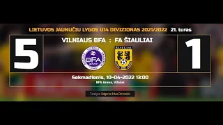 VILNIAUS BFA:FA ŠIAULIAI 5:1 (II kėl.) LJL U14 20220410