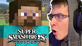 REACTION to MINECRAFT STEVE in Smash Bros Ultimate!