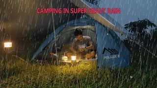 Relaxing Camping In Heavy Rain - Sleep, Cooking ASMR SOLO CAMPING