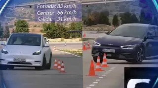 Tesla Model Y vs Kia Ev6 Moose test electric cars 2022 #safety #elektro ncs