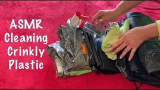 ASMR Request/Cleaning heavy plastic/Heavy plastic crinkles/Spray bottle sounds (No talking)