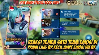 REAKSI TEMAN SATU TEAM EMOSI OPEN MIC DI PRANK LING WR KECIL WKWKWK ! GIVEAWAY SPECIAL 300K MLBB