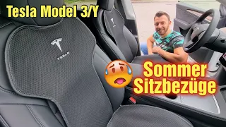 Tesla Model 3 / Y: Sommer Sitzbezüge gegen einen nassen Rücken! Unboxing und Zubehör Test
