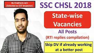 SSC CHSL 2018 State wise Vacancies| All RTI replies| Maximum posts covered