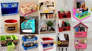 13 Cool Cardboard box ideas💡| 13 Best out of waste Craft ideas using Cardboard| Cardboard organizers