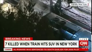 At least 7 killed when jeep hits train in New York