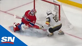 Carey Price Comes Across To Deny Alex Tuch Of Goal On The Doorstep