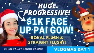 💛 PAI GOW AT GREEN VALLEY RANCH CASINO! HUGE PROGRESSIVE! ROYAL FLUSH & STRAIGHT FLUSH?