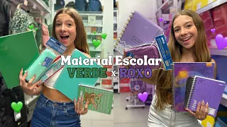 MATERIAL ESCOLAR ROXO VS VERDE