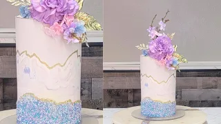 How to Pipe A Marbled Buttercream Cake with Only One Tip and One Bag! | Cake Decorating Tutorial