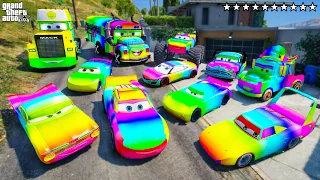 GTA 5 - Stealing RAINBOW MCQUEEN CARS with Franklin! (Real Life Cars #70)