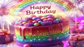 🎉🎉Happy Birthday Song 🎉🎉Countdown 3-2-1 | Animated 3D Cake happy birthday Video with Rainbow 🌈🥳💎🎉🎉