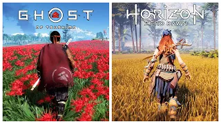 Ghost of Tsushima Vs Horizon Zero Dawn | Comparison of Details | Which is Best? [4K]