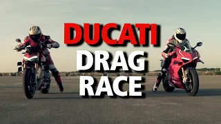 Drag Race: Ducati Panigale V4R vs Ducati Streetfighter V4S with Tommy Bridewell!