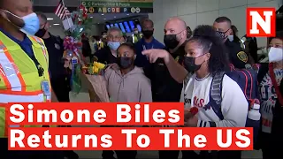 Watch: Olympians Simone Biles And Jordan Chiles Cheered And Hugged On Return To U.S.