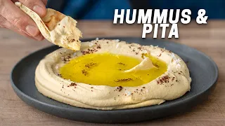 Super Smooth Hummus and EASY Pita Recipe