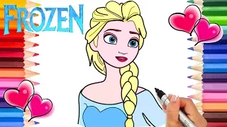 Frozen Elsa Coloring Page | Frozen Coloring Book | Draw and Color Elsa Frozen Olaf Anna Kristoff