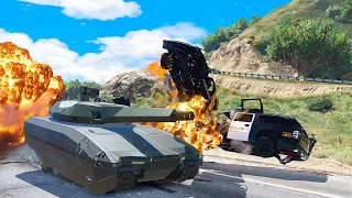 GTA 5 MODIFIED KHANJALI TANK HIGH SPEED CRASHES - SUPER CINEMATIC PICTURE WITH SLOW MO ep.52