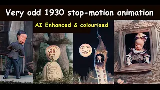 Creepy (sinister?) 1930 Stop-Motion animation AI Enhanced & Colourised. Once seen, never forgotten..