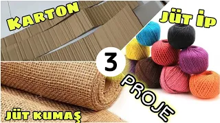 3 DIFFERENT DESIGN PROJECTS I MADE WITH CARTON, JUTE YARN AND JUTE FABRIC