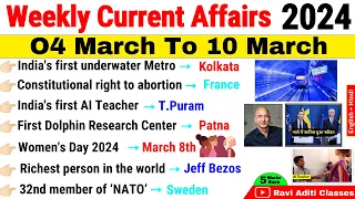 March 2024 Weekly Current Affairs | 4 March To 10 March 2024 | Second Week Current Affairs 2024