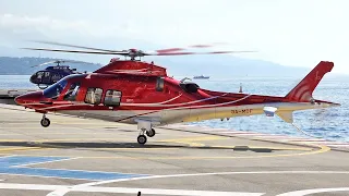 Busy trafic heliport Monaco _ Airbus H130 / Leonardo AW109 / Eurocopter EC130 / AS350 Ecureuil
