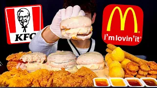 ASMR 크림가득 크리미버거🍔KFC 치킨 치즈스틱 맥너겟 먹방! KFC Burger McDonald's Big Mac With Cheese Stick Nuggets MuKBang