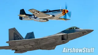 F-22 Raptor Performance and Formation with WWII Fighter - MCAS Miramar Airshow 2022