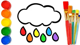 How to Draw Simple Cloud Rain - Step by Step Tutorial For Kids