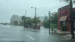 9-30-22 Charleston, SC - Flooded Roads and Wind During Hurricane Ian