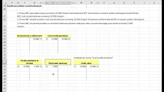 Księgowanie czeków rozrachunkowych - 3 podstawowe operacje gospodarcze - przykład Excel