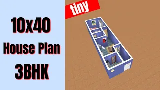 10x40 House Design 3BHK || 400 sqft Ghar Ka Naksha || Tiny Home Design || 10x40 House Plan