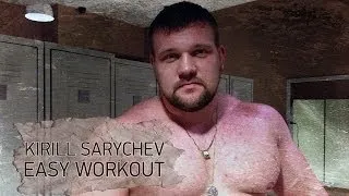 Kirill Sarychev, easy workout (squat, benchpress, shoulders, biceps)