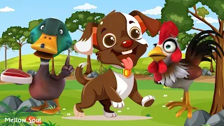 Sounds of wildlife animals, familiar animals: duck, dog, rooster, piglet, owl, spider