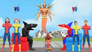 Spiderman vs Iron man vs Batman rescue Genie from joker vs black Shark|Game GTA 5 Superheroes funny