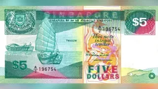Сингапур банкноты из линейки 1984-1998 корабли. Банкноты мира с фауной - Азия