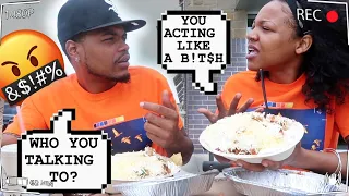 CALLING MY BOYFRIEND THE "B" WORD IN PUBLIC PRANK!! *HE GET'S PISSED"