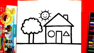 How to draw a simple but beautiful house - How to draw a picture of a house