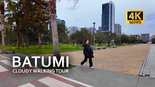 Walking tour in Batumi after plane spotting | 4K 60 FPS walking in Batumi while heavy clouds ahead