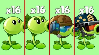 PvZ 2 Challenge - Every Plants x16 Same Power Up Vs 2 Surfer Zombies Level 20