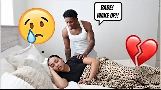 NOT WAKING UP PRANK ON BOYFRIEND!! *Cute Reaction*