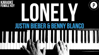 Justin Bieber - Lonely Karaoke SLOWER Acoustic Piano Instrumental Cover Lyrics FEMALE / HIGHER KEY