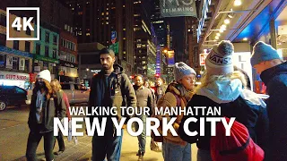 [4K] NEW YORK CITY - Evening Walk Manhattan, 34th Street, 6th Ave, 44th Street & 45th Street, Travel