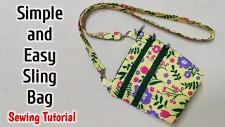 Sling Bags - Cross body bag with 3 pockets | Sling Bag making at home | Shoulder bag | DIY Cloth bag