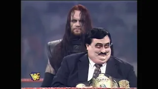 Paul Bearer begs the Undertaker to "Come Home". Mankind Burns Undertaker! 1997 (WWF)